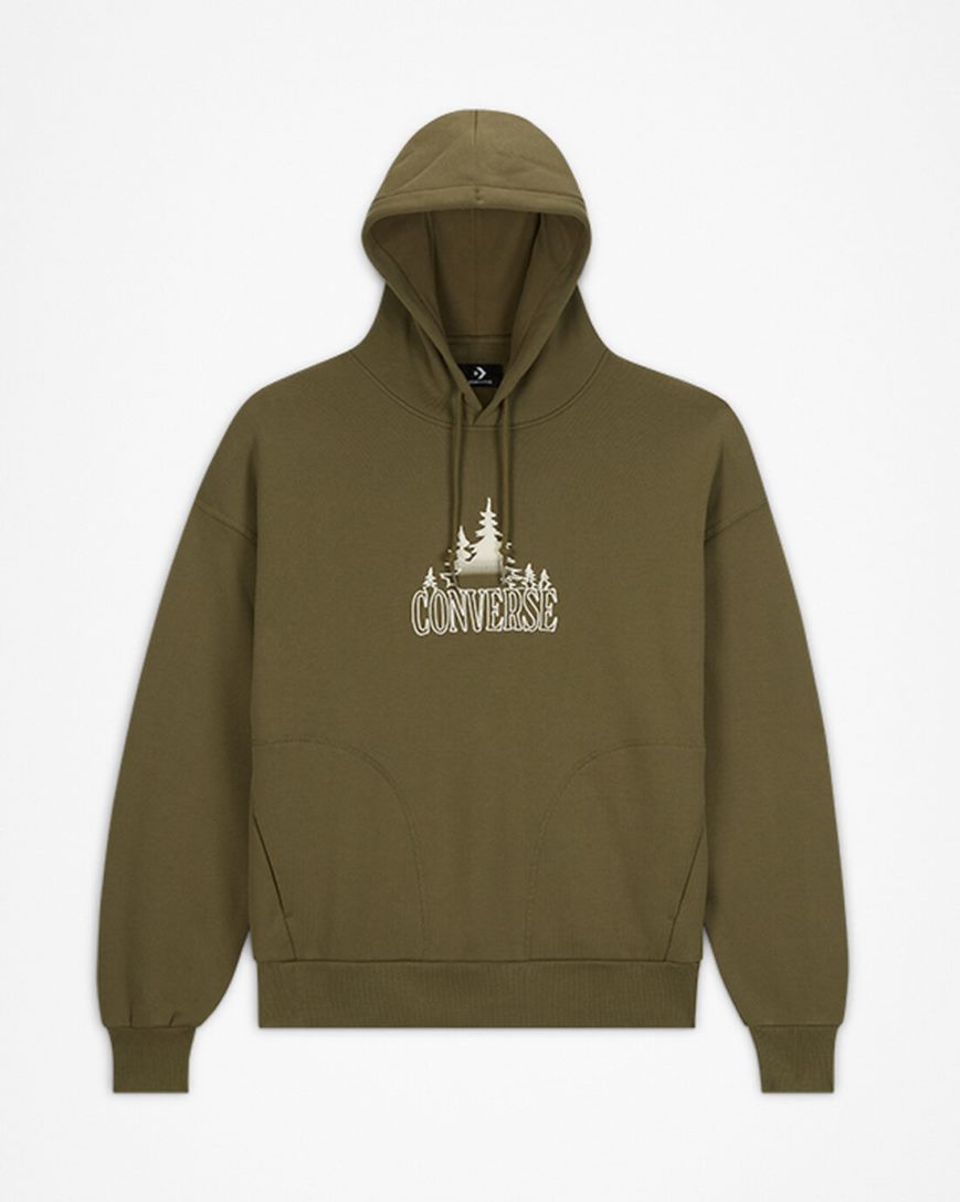 Women\'s Converse Loose Fit Graphic Hoodie Olive | AU E5C43E
